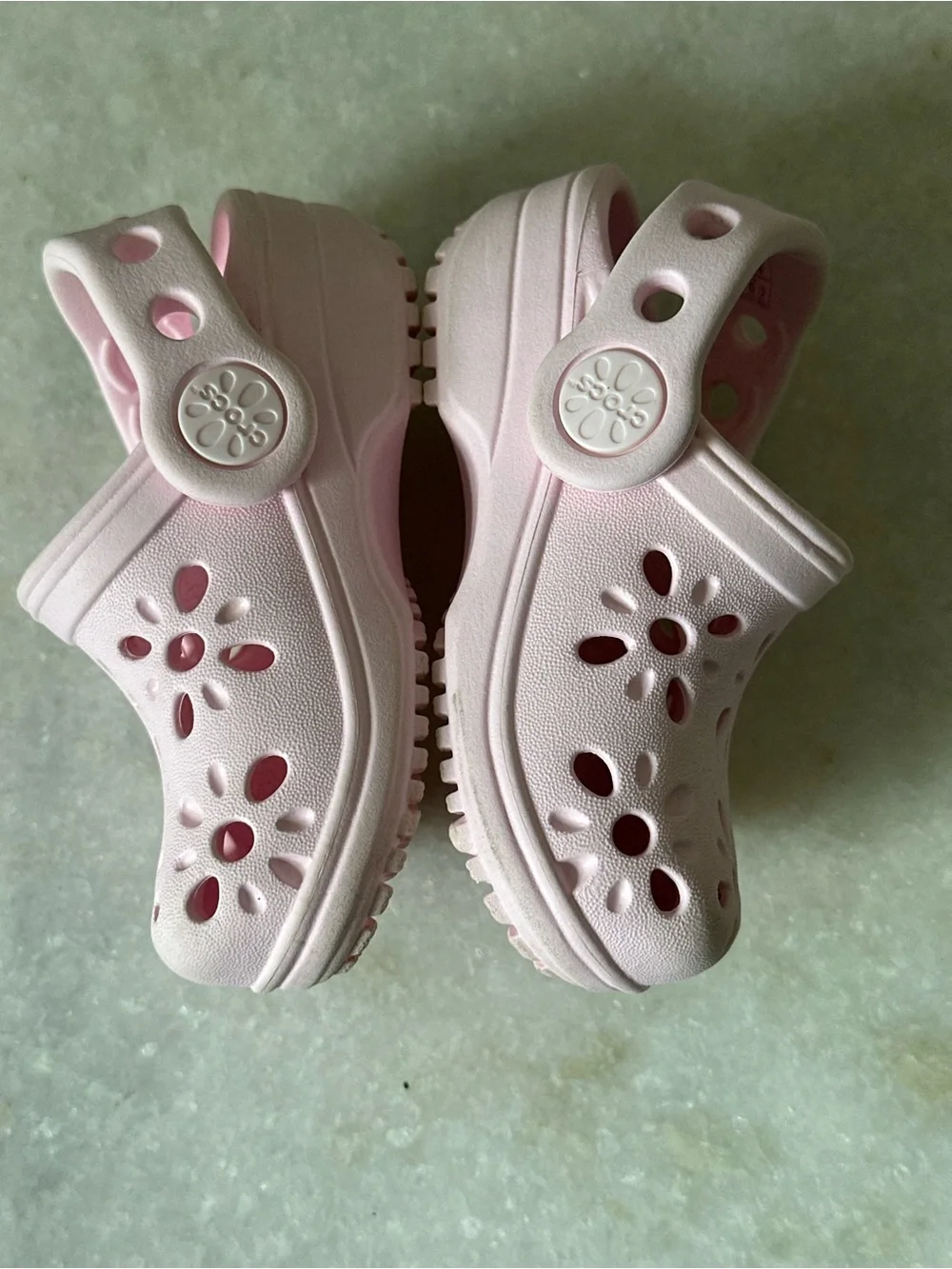 Crocs Toddler Classic Floral Cut-Out Clogs Pink Milk Size 4 Water Resistant